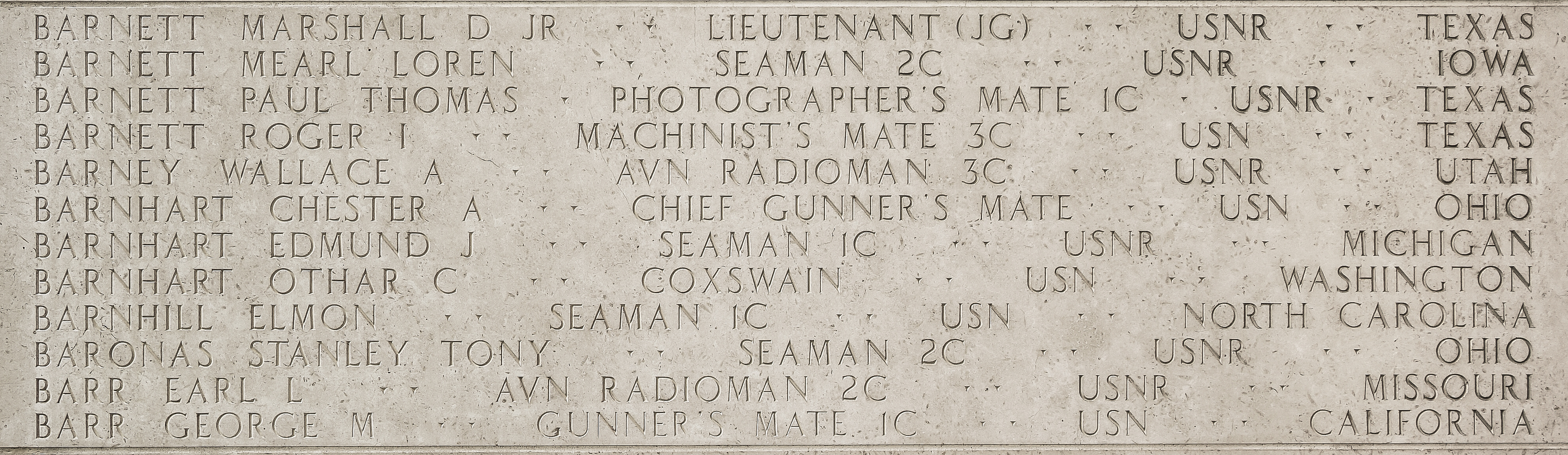 Roger I. Barnett, Machinist's Mate Third Class